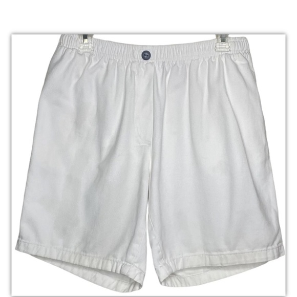 Woman Within Women’s Denim Shorts 14W White Pleated Knee Length Elastic Waist - Picture 1 of 14